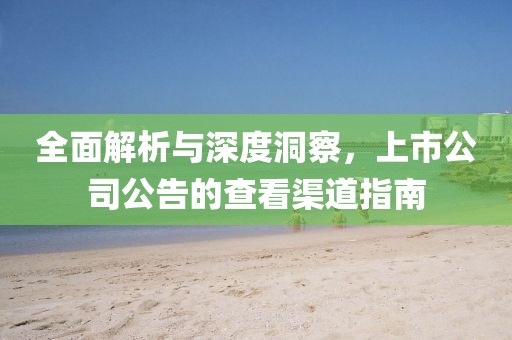 全面解析與深度洞察，上市公司公告的查看渠道指南