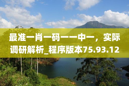 最準一肖一碼一一中一，實際調研解析_程序版本75.93.12