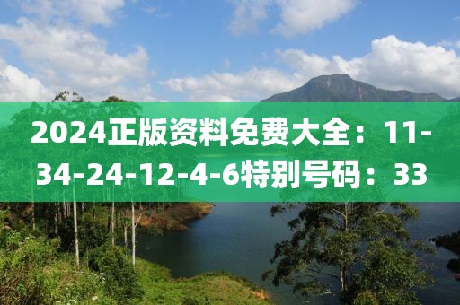 2024正版資料免費大全：11-34-24-12-4-6特別號碼：33