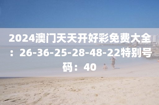 2024澳門天天開好彩免費大全：26-36-25-28-48-22特別號碼：40