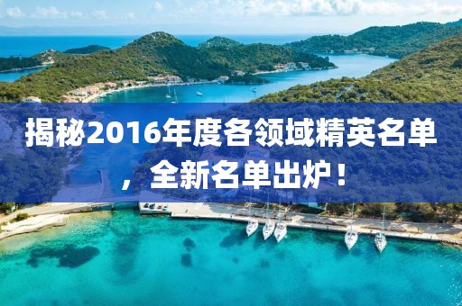 揭秘2016年度各領域精英名單，全新名單出爐！