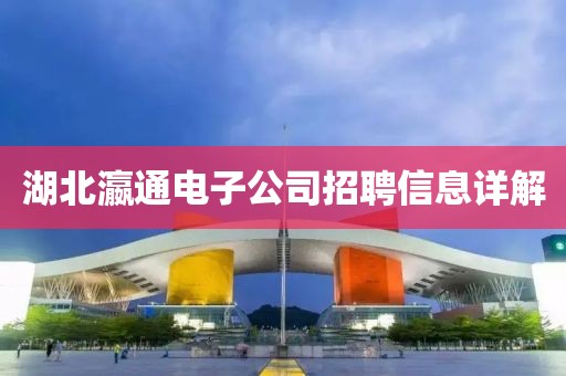湖北瀛通電子公司招聘信息詳解