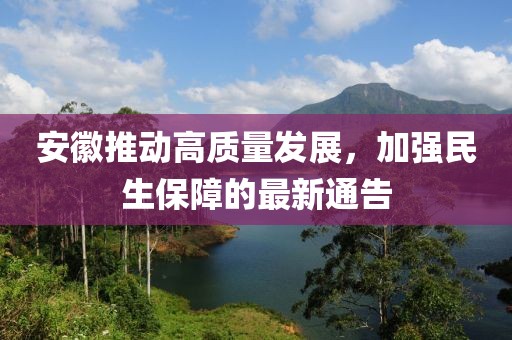安徽推動高質量發展，加強民生保障的最新通告