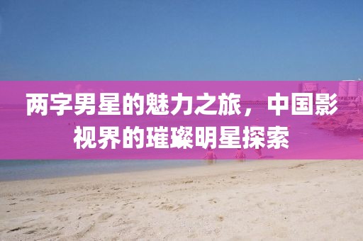 兩字男星的魅力之旅，中國影視界的璀璨明星探索