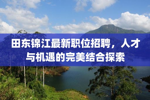 田東錦江最新職位招聘，人才與機遇的完美結合探索