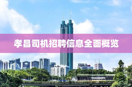 孝昌司機招聘信息全面概覽