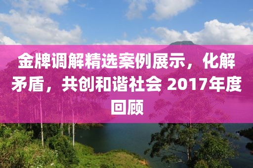 金牌調解精選案例展示，化解矛盾，共創和諧社會 2017年度回顧