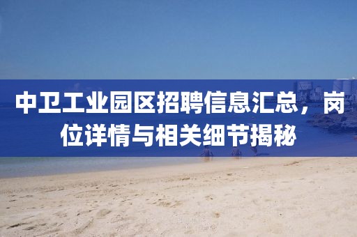 中衛工業園區招聘信息匯總，崗位詳情與相關細節揭秘
