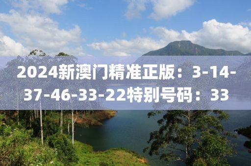 2024新澳門精準正版：3-14-37-46-33-22特別號碼：33