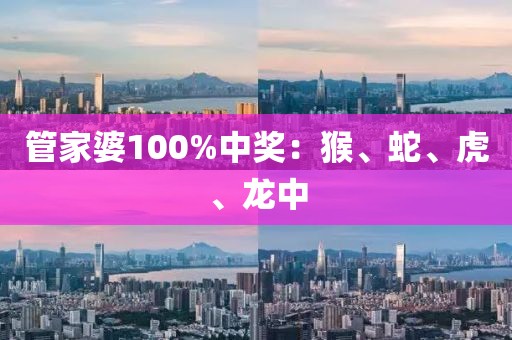 管家婆100%中獎：猴、蛇、虎、龍中