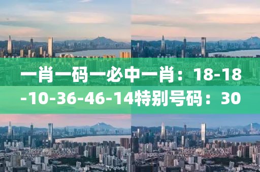 一肖一碼一必中一肖：18-18-10-36-46-14特別號碼：30